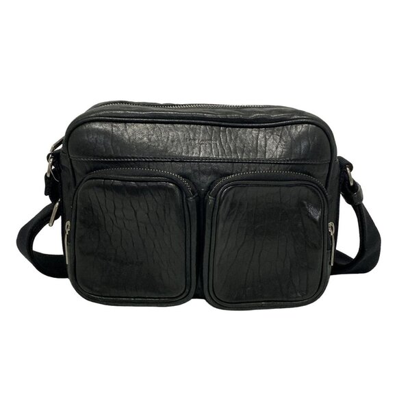 Auth SAINT LAURENT PARIS City New Camera Bag 729240 Black Leather - Shoulder Bag - Picture 1 of 9